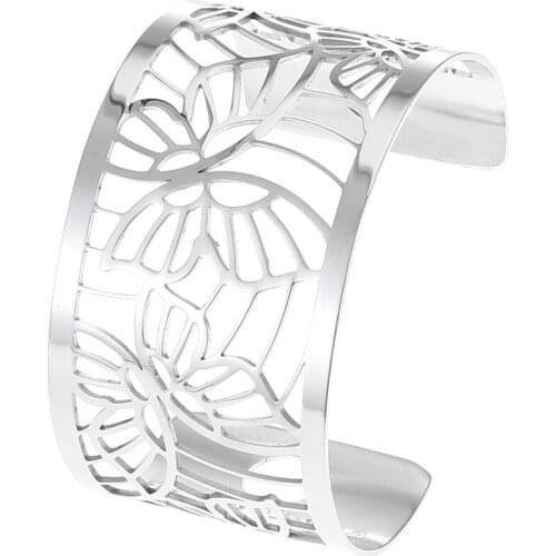 Bangles For Women Butterfly Stainless Steel Manchette Bracelets & Bangles Rebersible Leather Argent Pulseiras