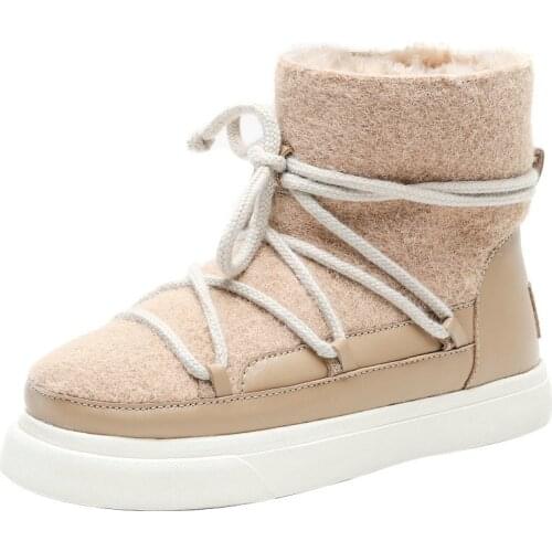 Women Warm Fur Ankle Snow Boots Girls Platform Waterproof Shoes Fashion Suede Female Outdoor Casual Flats Booties Drop Shipping