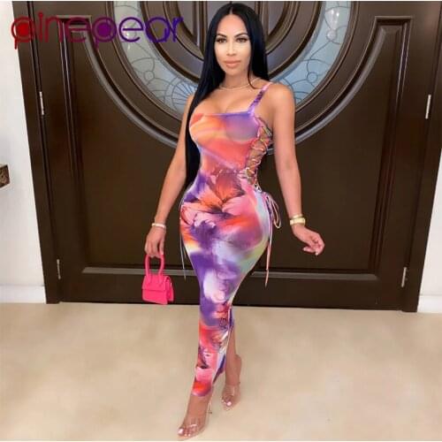 PinePear Sexy See Through 2020 Summer Holiday Women Bodycon Bandage Maxi Dress Lace Up Long Beach Club Mesh Dress Drop Shipping