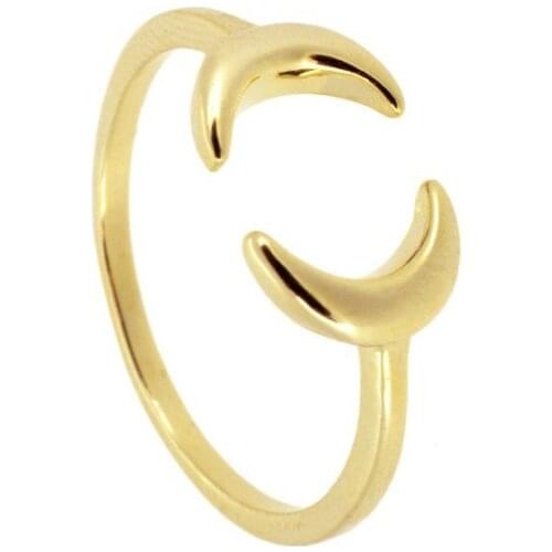 CANNER Ins Double Moon Gold-plated Opening Ring 100% 925 Sterling Silver Rings For Women Luxury Fine Jewelry Wedding Rings