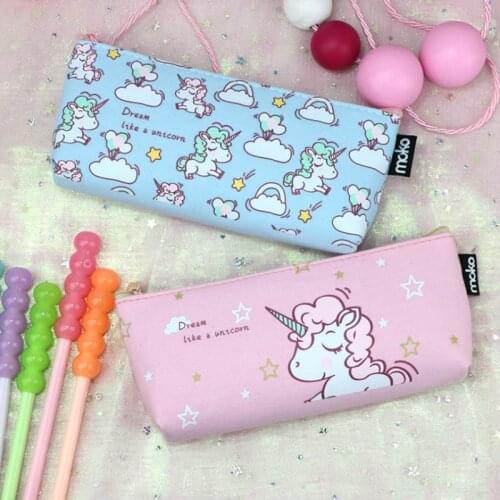 1Pcs Creative Canvas Pencil Case Unicorn Gel Kawaii student Supplies Stationery Gift School Cute Zipper Pencil Box Pencil Bag