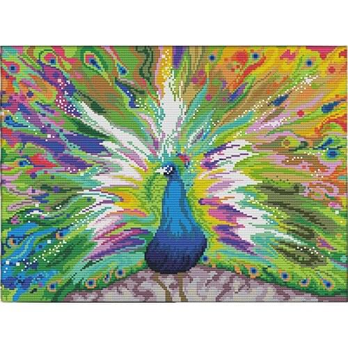 11CT 14CT Stamped Cross Stitch Kits Pre-Printed Peacock Pattern for Adults