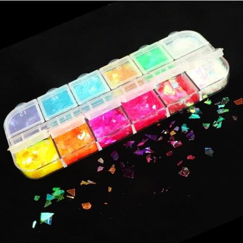 12 Colors/Set Holographic Irregular Nail Glitter Flakes Sparkly 3D Thin AB Sequins Polish Decorations For Nails Art Accessories