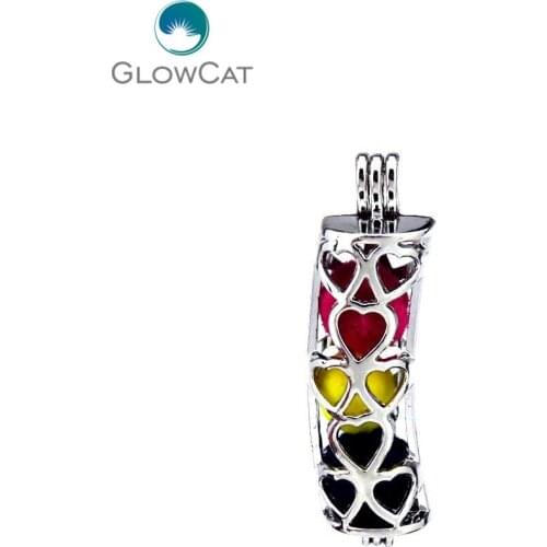 20pcs Trendy Bend Tube Heart Design Jewelry Making Stones Pearl Cage Pendant Essential Oil Locket Jewelry KK233