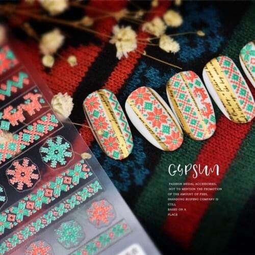 3D Christmas Ugly Sweater Nail Art Sticker White Snowflake Nails Accesorios 5d Cute Reindeer Manicure Stickers Nail Decorations