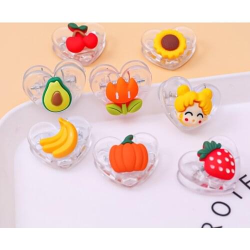 4pcs/Creative cute transparent love clip gift stationery fixed clip learning office decoration paper folder tulip binder