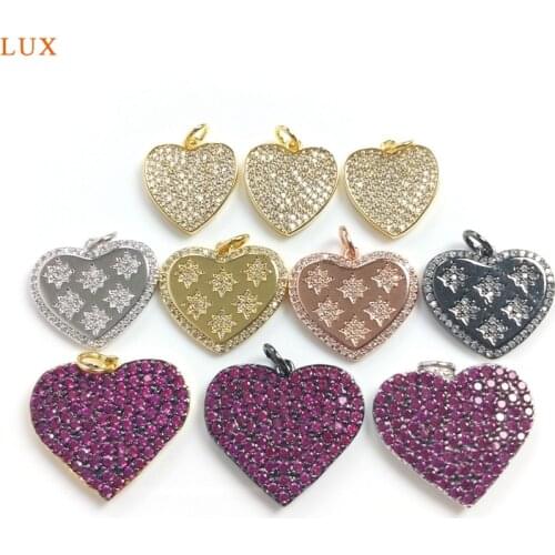 5pcs Glistening Micro CZ Heart Pendant Necklaces For Women Jewelry Gold Silver Dainty Tiny Heart Pendant Jewelry Set Finding