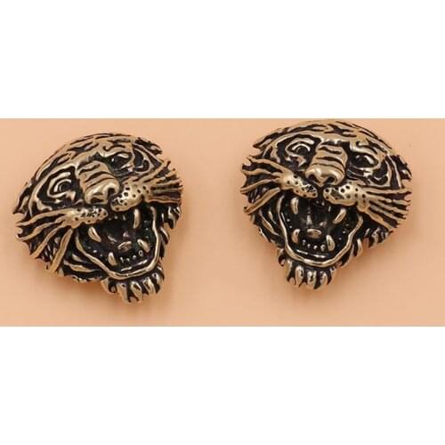 5 pcs Solid brass tiger head design conchos screwback rivets leather craft bag wallet garment decoration