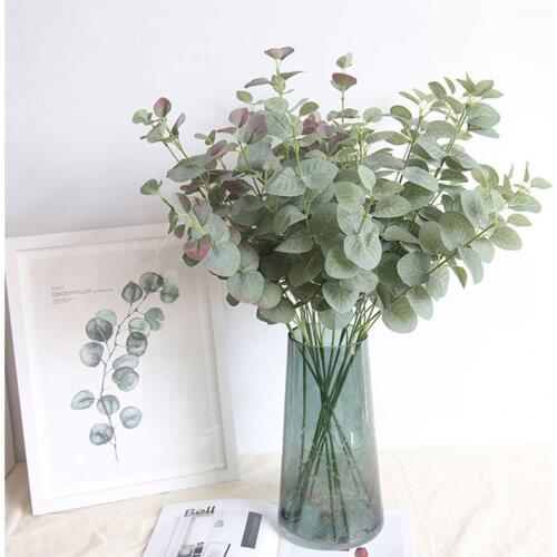68cm Artificial Leaves Branch Retro Green Silk Eucalyptus Leaf for Home Decor Faux Fabric Foliage Room Decoration Wedding Plants