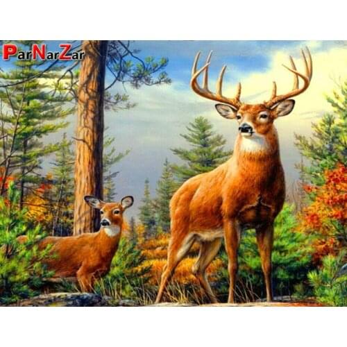 ParNarZar 5D DIY Diamond Painting Full Paste Deer Forest Diamond Embroidery Cross Stitch Rhinestone Wall Stickers Home Decor