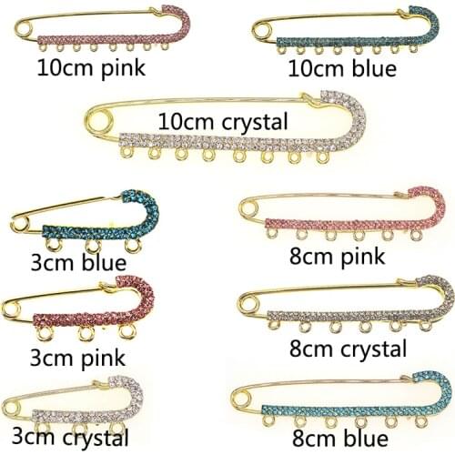Pins for kids big 4cm 5cm 8 cm10 cm with loops Safety pink blue crystal rhinestone Mashallah Pin small Brooch baby pin