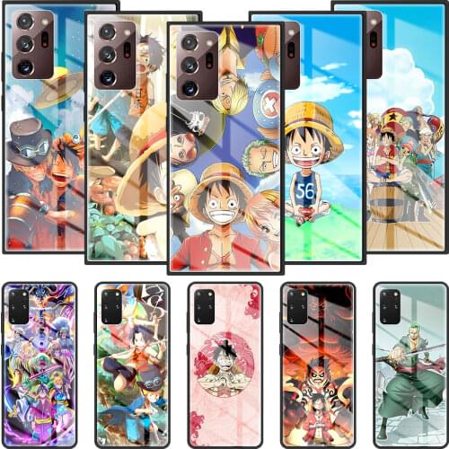 Anime One Piece Tempered Glass Phone Case For Samsung Galaxy S20 FE S21 S10 S9 S8 Note 20 Ultra 10 Plus 9 Cover Capa