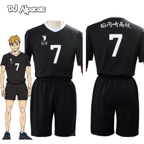 Haikyu Miya Atsumu Cosplay Costume Black Suit Top+Pants Sportswear Halloween Carnival Jersey Party Custom Volleyball Club Sets