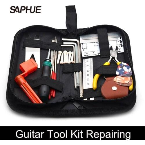 Guitar Tool Kit Repairing Maintenance Tools String Organizer String Action Ruler Gauge Measuring Tool Hex Wrench Set Files Finge