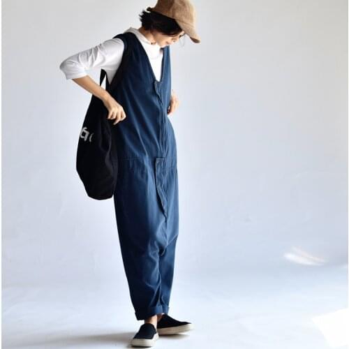 MICOCO K152AG Artistic washed to make old cotton work clothes, handsome and easy-hanging crotch jumpsuit