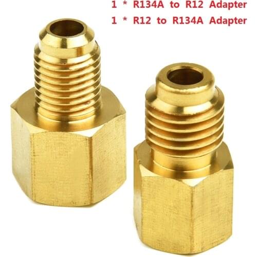 2PCS R12 To R134a R134a To R12 Adapter Kit 1/4'' Female Flare With O-Ring X 1/2'' Acme Male Automobile Refrigeration Adapters
