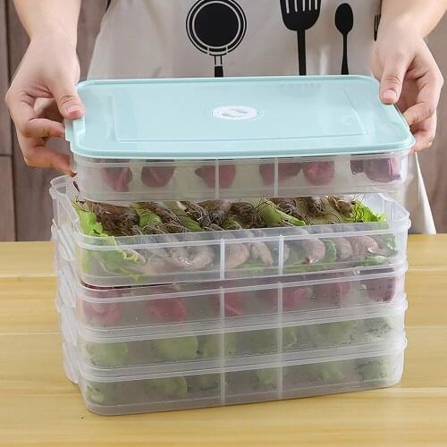 Refrigerator Food Storage Box Kitchen Accessories Storage Box Fresh-keeping Box Dumpling Vegetable Egg Rack Stackable Microwave