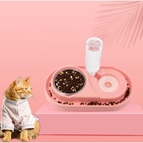 Cat Feeder Drinking Bowls for Dogs Cats Pet Food Double Bowls Comedero Perro Miska Dla Psa Gamelle Chien Chat Voerbak Hond D5047