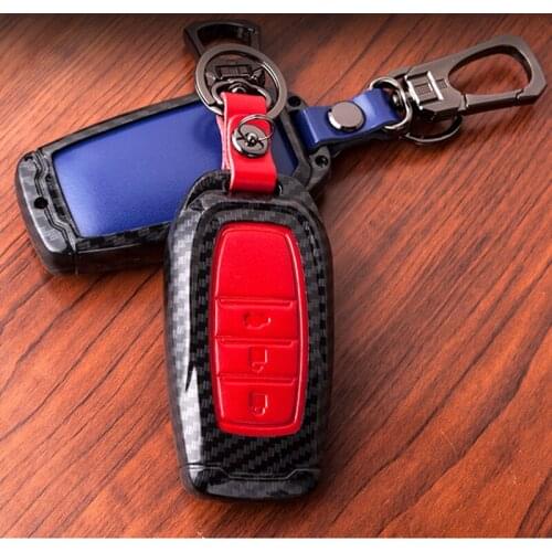 Peacekey Leather Carbon Fiber Car Key Cover Case Shell Bag For TOYOTA Corolla Camry Crown LEVIN Reiz Highlander Yat RAV4 Car Key