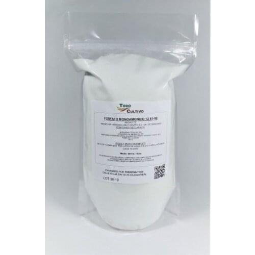 Crystalline hydrosoluble monoamonic phosphate 12-61-00 (NH4H2PO4). 1 Kilo. Fertilizer enraizante
