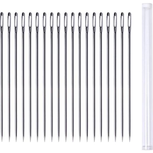 LMDZ 17.5cm/20Pcs Big Eye Needles Long Large Hole Sewing Knitting Embroidery Hand DIY Needlework Craft Tools With Needle Bottle