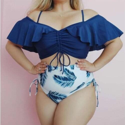 Fashion Bikini 2021 The New Summer The Beach On Vacation Large Size Swimsuit The Fat Woman Draw String