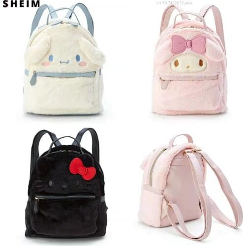 Fashion Sac Kawaii My Hello Melodyed Kittyed Plush Backpack Women Shoulder Bag New School Bag Bucket For Teenager Girls Female