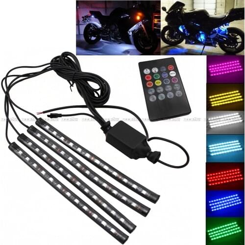 Motorcycle RGB LED Strip Atmosphere Decorative Light Remote Control For Kawasaki KX 60/65/80/85/100/125/250/300/400/450/500 ZZR