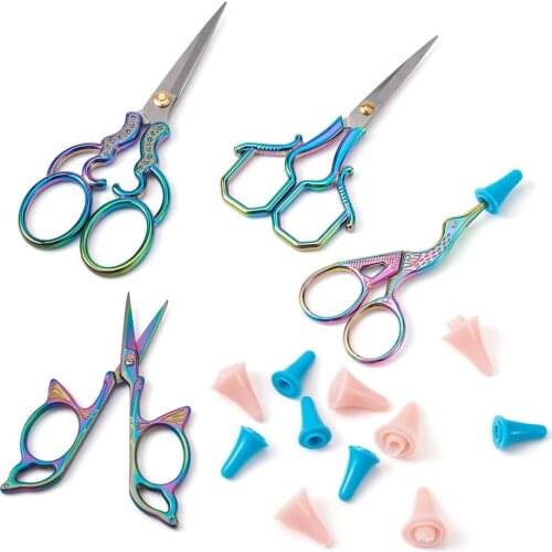 Stainless Steel Retro Antique Vintage Scissors Embroidery Sewing Supplies Tailor Tool with Caps