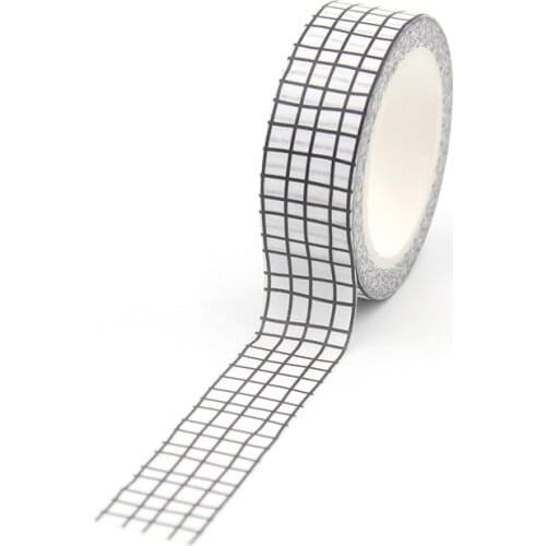 New 1PC 15MM*10M Black Stripes White Washi Tape Sticky Adhesive Tape Scrapbooking Album DIY Decorative Tape office supplies