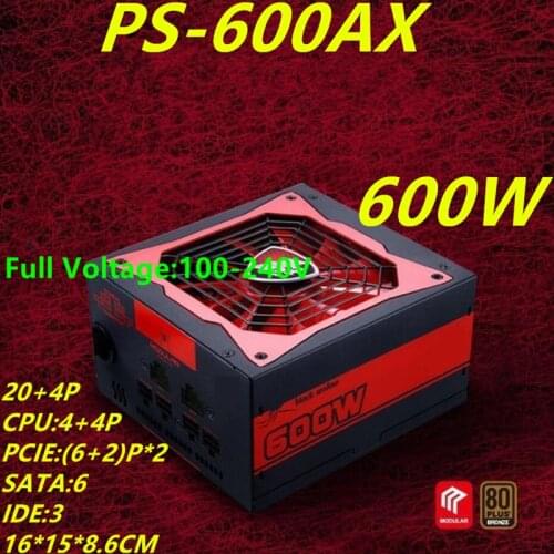 New PSU For 1Stplayer Brand Black Widow Intel ATX GTX1080/980 600W Power Supply PS-600AX BRONZE MODULAR