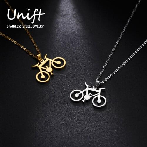 Unift Stainless Steel Bicycle Pendant Necklace for Women Girls Gold Silver Bike Charms Trendy Party Jewelry for Sports Lover