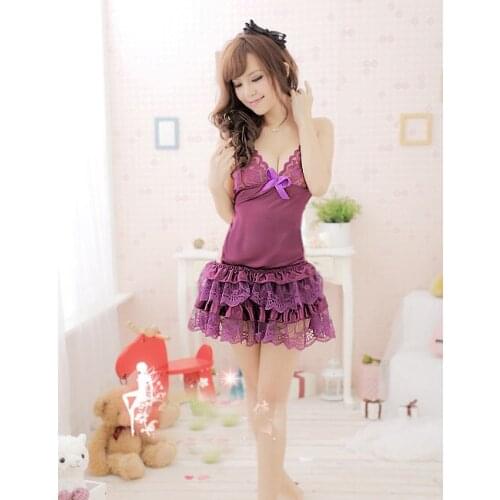 Transparent lace sexy lingerie large size clothing for women sexy princess skirt suit pajamas