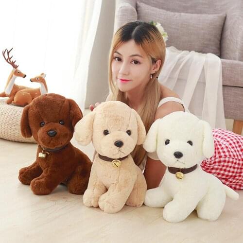 Realistic Dog Puppy Bell Plush Stuffed Soft Doll Kids Toy Car Home Sofa Decor Soft Animal Reading Pillow Cushion Doll Toys Gifts