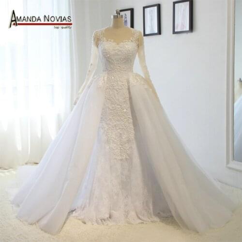 Luxury Detachable Train Wedding Dress 2022 Arabic Patterns