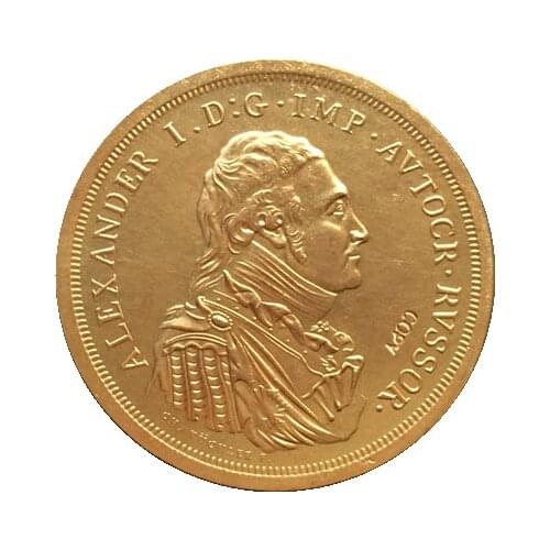 24 k gold plated Russian coins 1 ruble 1804 41mm copy