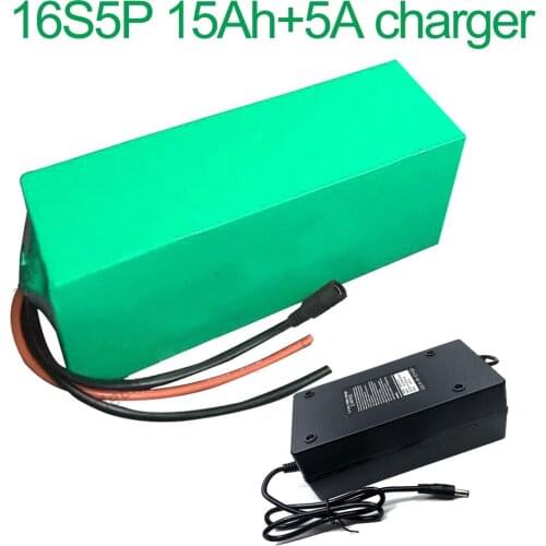 With 5A charger 60V 15Ah 16S5P 18650 Li-ion Battery electric two Three wheeled motorcycle bicycle ebike 310*100*70mm