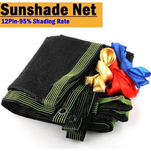 Black12Pin HDPE Anti-UV SunShade Net Balcony Fence Safty Privacy Netting Swimming Pool Cover Garden Succulent Plant Shelter Nets