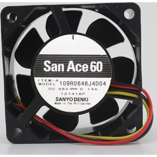 Brand new original 6025 6CM 48V fan 0.14A 109R0648J4D04 3-wire cooling fan