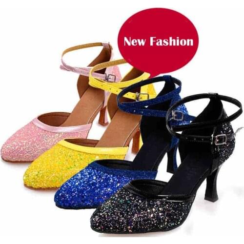 Flash and Silver PU Womens High Heels Shoes Ballroom Party Tango Salsa Latin Dance Shoes Heel 5/6/7/8cm