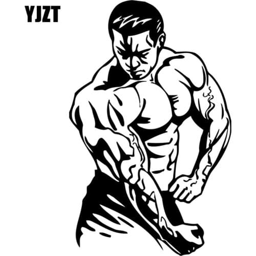 YJZT 11.9CM*18.7CM Sport Bodybuilding Gym Bodybuilder Crossfit Cool Stickers Decals Car Accessories Black/Silver C31-0055