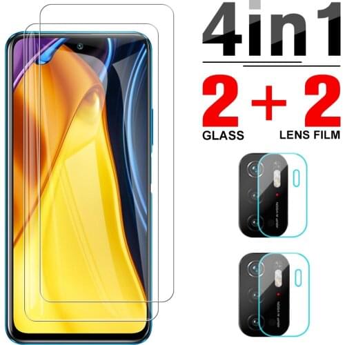 4in1 Cover Tempered Glass For Xiaomi Poco M3 Pro 5G Camera Lens Screen Protective Film For Xiaomi Poco F1 F3 Poco X3 NFC F2 Pro