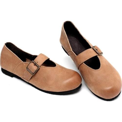 NEW flat shoes women Genuine Leather Slip On Round Toe Soft bottom Sewing thread drive zapatos mujer 2019 women shoes