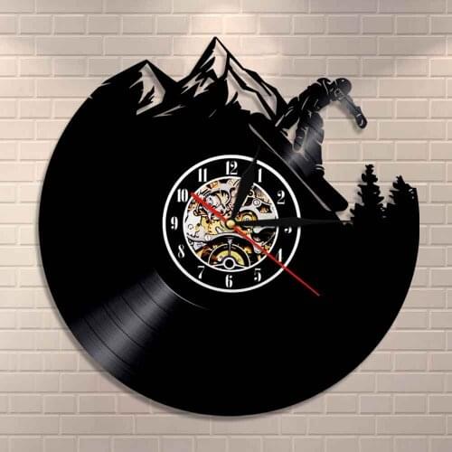 Winter Sport Mountain Skiing Freestyle Skiing Wall Art Wall Clock Vintage Vinyl Record Clock Snow Skiing Snowboarder Gift Clock