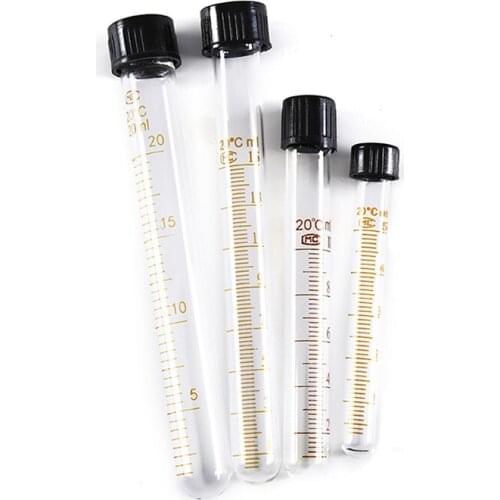 1pc 5ml/10ml/15ml/20ml Graduated Glass Test Tubes With Black Screw Cap Lab Supplies