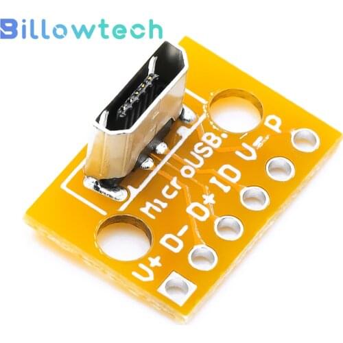 10PCS Vertical MiCroUSB Female PCB Welding Adapter Board Welding Socket 180 Degree Vertical Female Head Test Universal Board