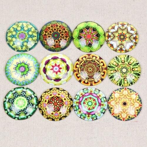 Onwear 12pcs mixed mandala photo large glass cabochons 40mm 30mm diy jewelry findings for pendant necklace making
