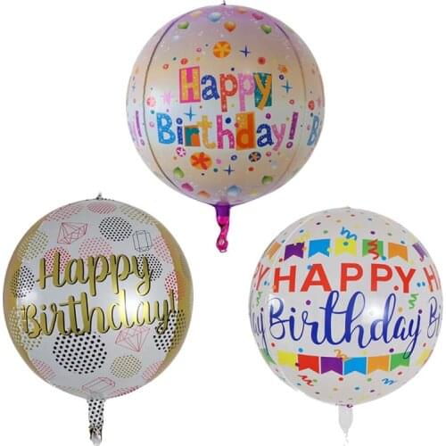 20Pcs 22inch 4D Happy Birthday Foil Balloons Gold global Birthday Party decor Wedding Decor Baby Shower Adult Birthday Supplies