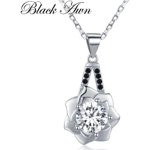 2020 New Flower Silver Necklace Sterling Silver Design Fine Jewelry Trendy Engagement Necklaces for Women Wedding Pendants K056