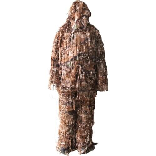 3-D Ghillie Suit Premium Hunting Net Camo Suit Camouflage Clothing Double The Leaf Suit Ghillie Suit Clothing Jacket and Pants